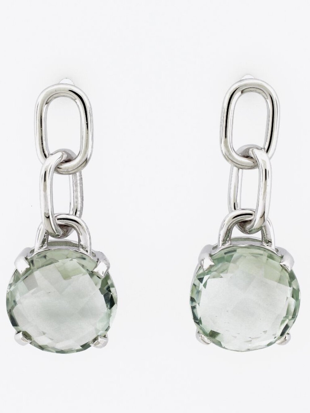 Meredith Leigh Designs Sterling Silver Green Amethyst Earrings 9.35 CTW